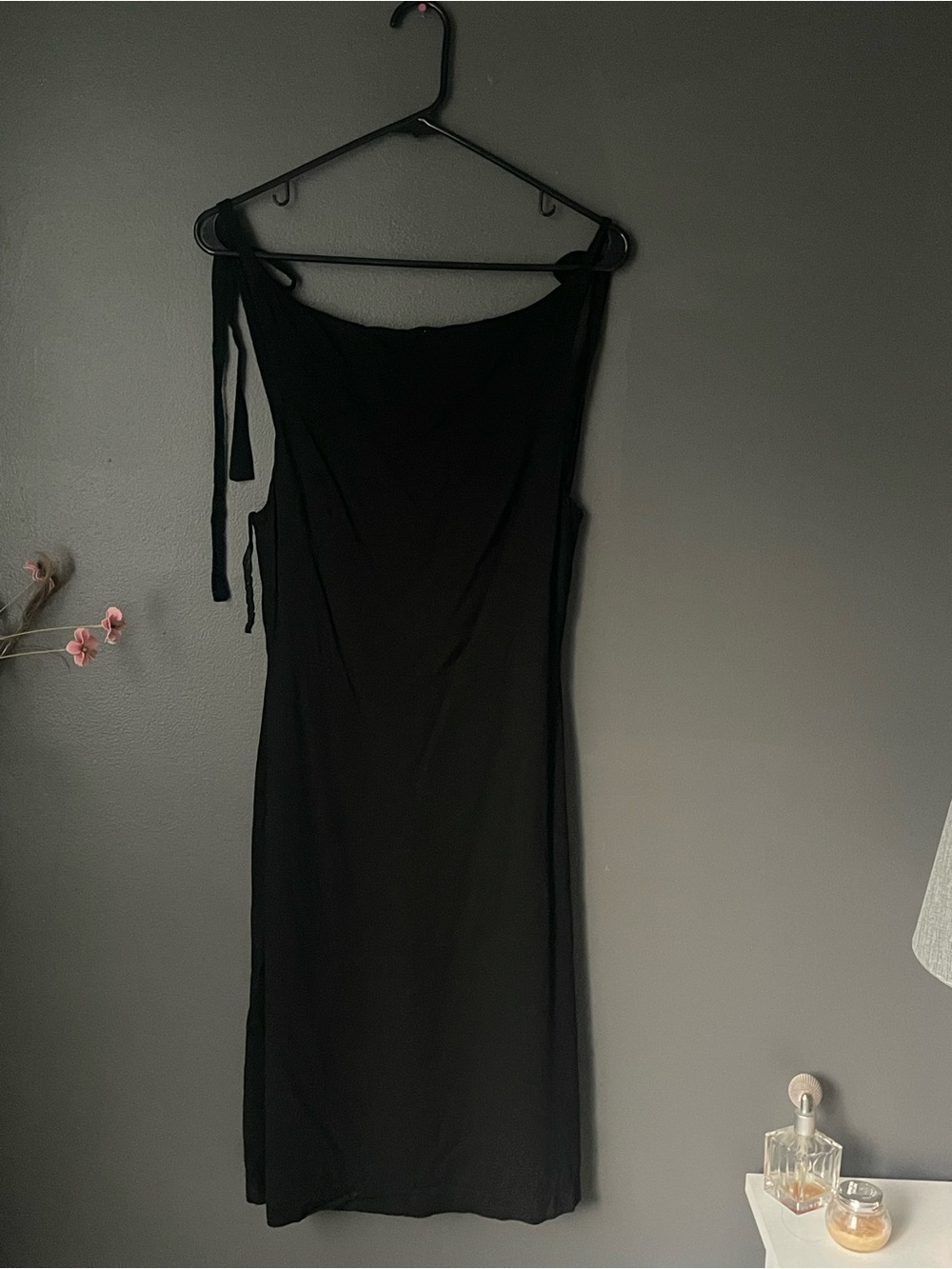 A Little Black Dress Black Pink Lined Tie Shoulder Dress Size 4